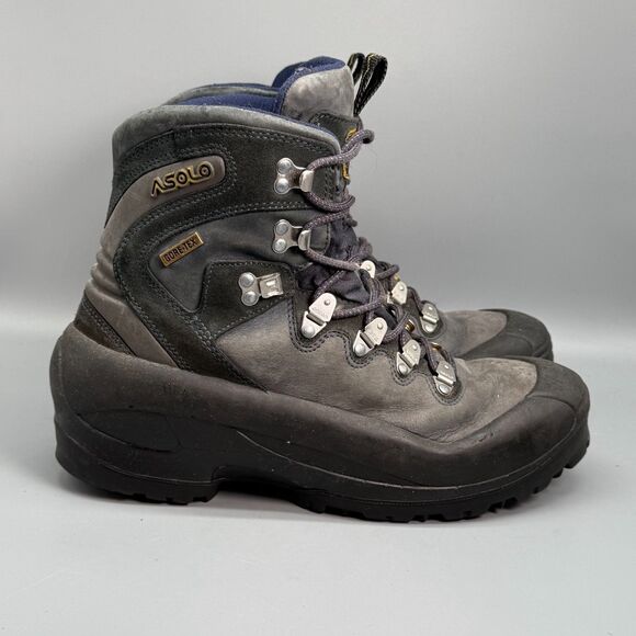 Asolo Gore-Tex Men's 10.5 Gray Leather Hiking Boots Lace-Up Ankle Waterproof - Picture 1 of 12